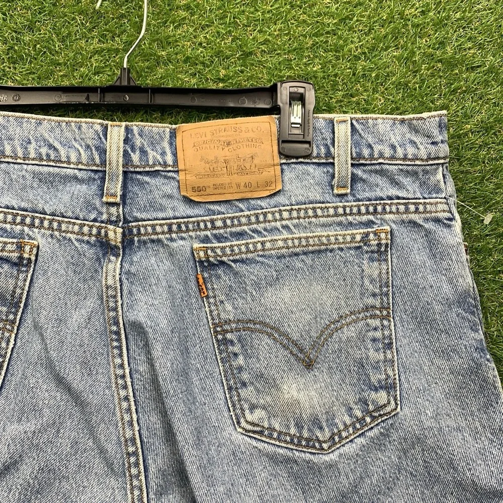 Levis 550 Jean Shorts Mens 40 x8 Orange Tab Relaxed Fit Wide Leg Baggy Y2K Light